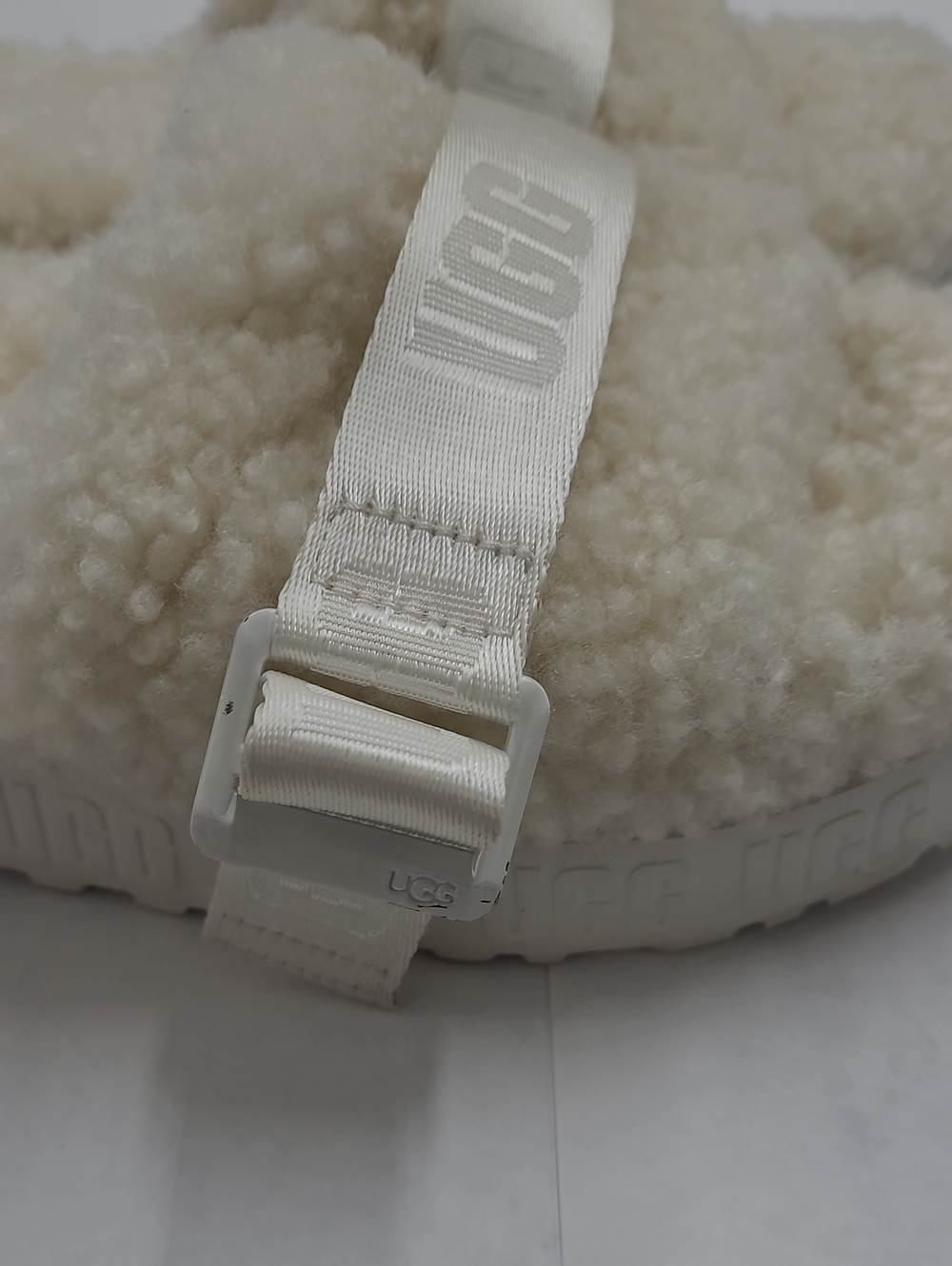 UGG Fluff Yes Slide Shearling Slides in Cream Size 8 - Picture 6 of 8